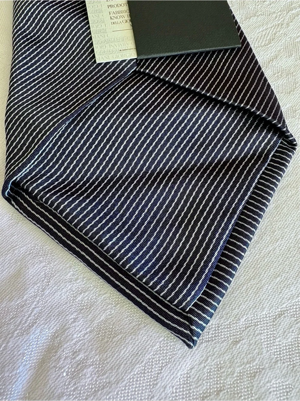 Vintage Giorgio Armani Black Label Silk Tie CRAVATTE Italy Diagonal Stripe NWT